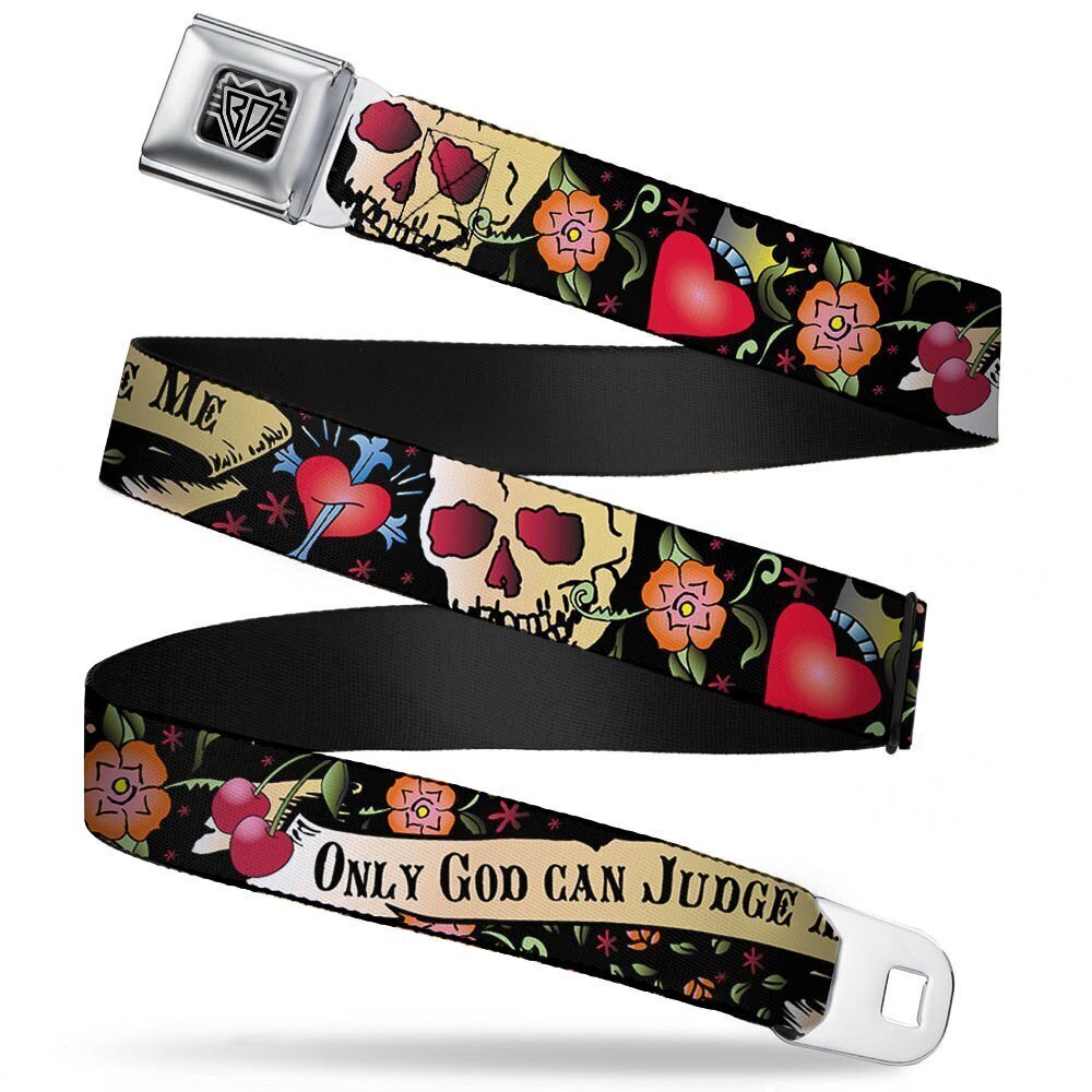 9293 Seatbelt Belt - Only God Can Judge Me Black - 1.5" Wide - 32-52 Inches
